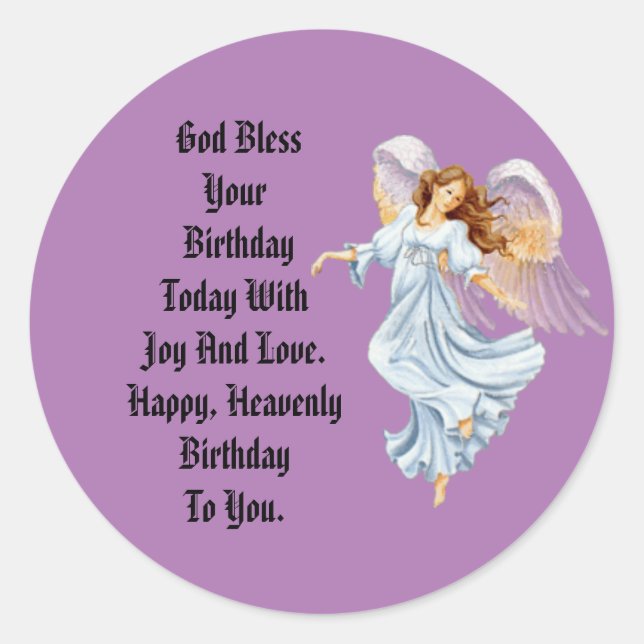 Vintage Angel Happy Birthday Sticker (Front)