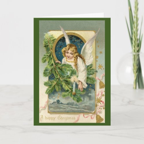 Vintage Angel Happy Christmas Card
