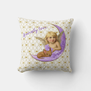 Vintage Angel Hearts With Chihuahua Accent Pillow
