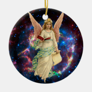 Vintage Angel in Heaven Ceramic Ornament