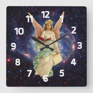 Vintage Angel in Heaven Square Wall Clock