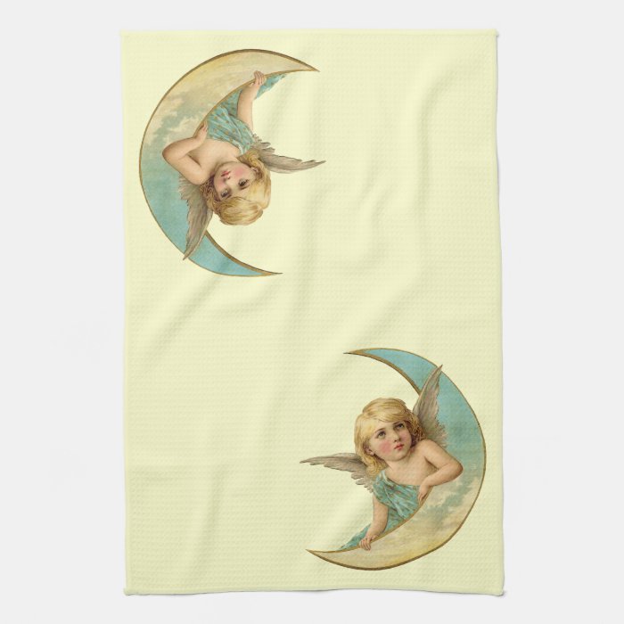 Vintage Angel in Moon Hand Towels