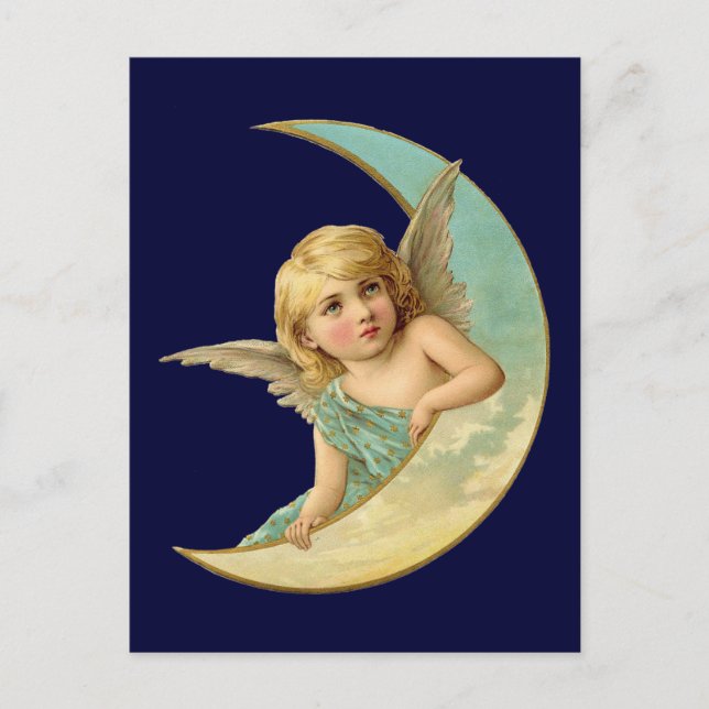 Vintage Angel in Moon Postcard (Front)