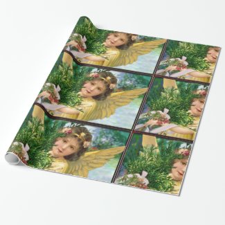 Vintage Angel In The Snow Christmas Wrapping Paper