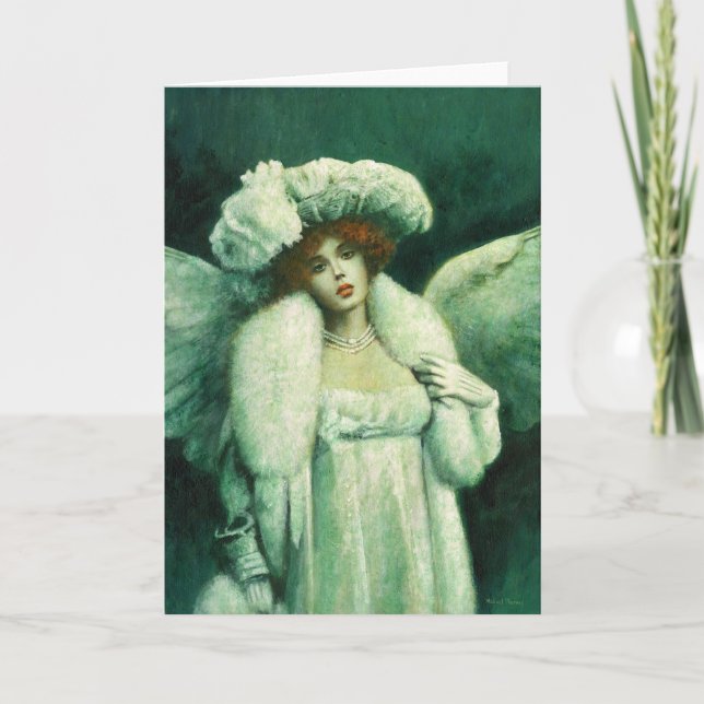 Vintage Angel In white Greetings Card (Front)