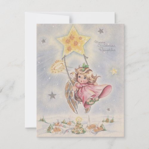 Vintage Angel Merry Christmas Daughter Holiday Card