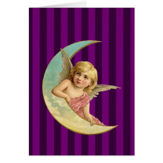 Vintage angel on a crescent moon (Front)