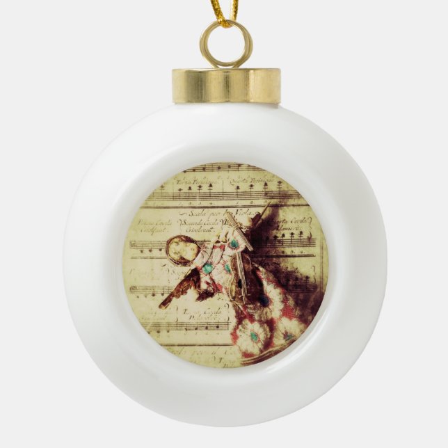 Vintage angel on music ceramic ornament (Front)