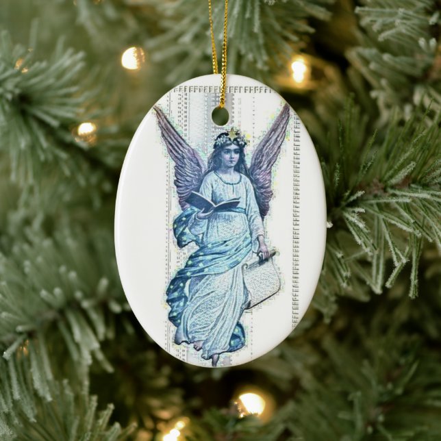Vintage Angel Personalized Ceramic Ornament (Tree)