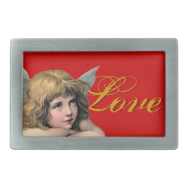 Vintage Angel Rectangular Belt Buckle (Front)