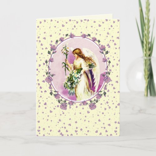 Vintage Angel Religious Easter  Holiday Card