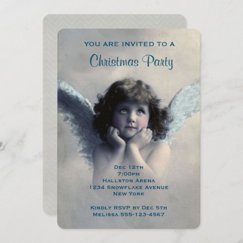 Vintage Angel Retro Christmas Party Invitation