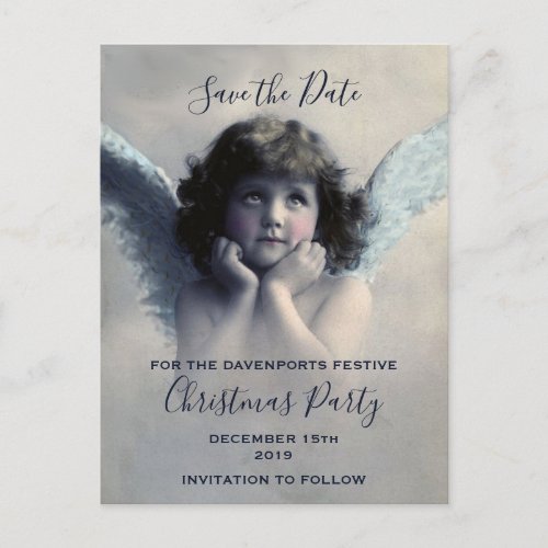 Vintage Angel Retro Christmas Save the Date Announcement Postcard