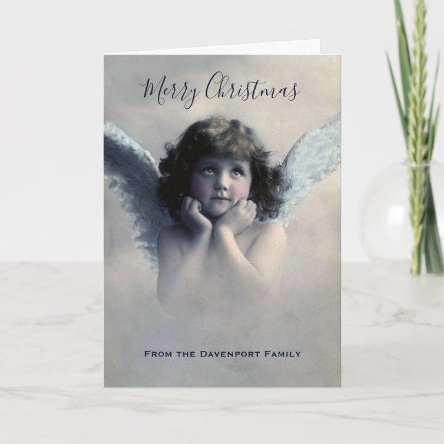 Vintage Angel Retro Merry Christmas Card (Front)