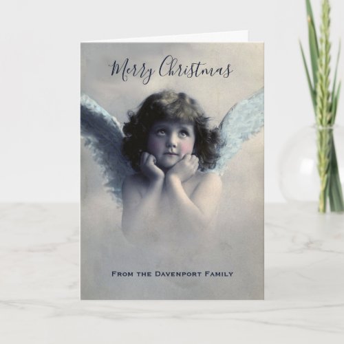 Vintage Angel Retro Merry Christmas Card