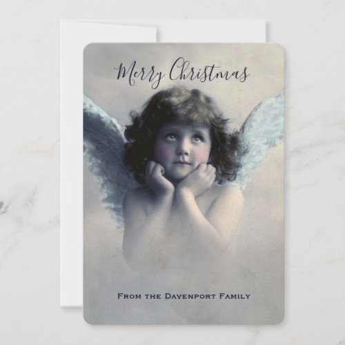 Vintage Angel Retro Merry Christmas Holiday Card