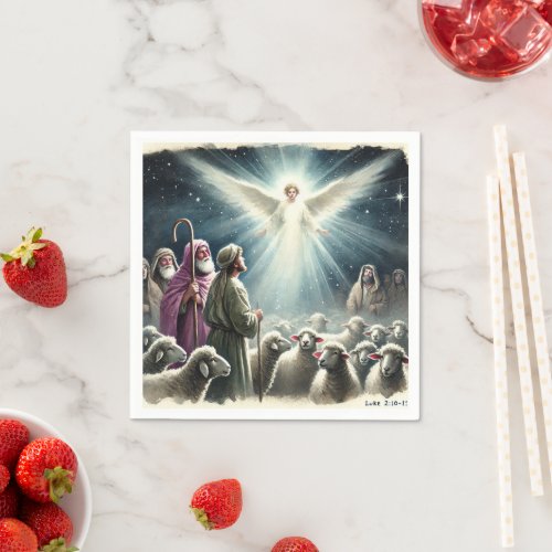 Vintage Angel &amp; Shepherds Nativity Decoupage Napkins