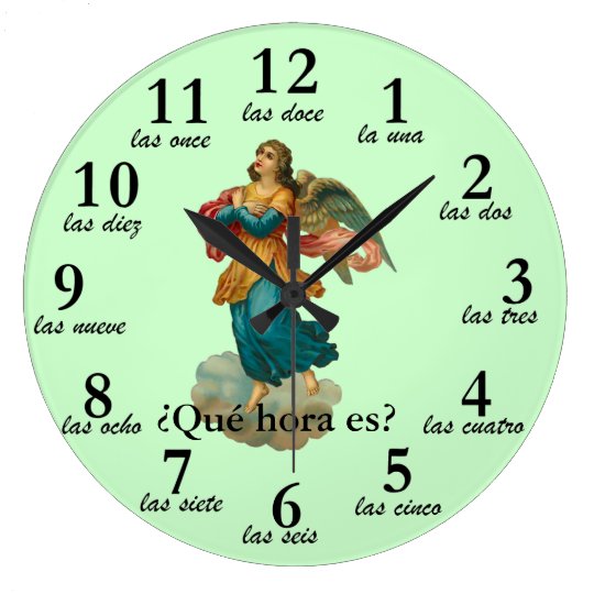 Vintage Angel Spanish Time Numbers Clock