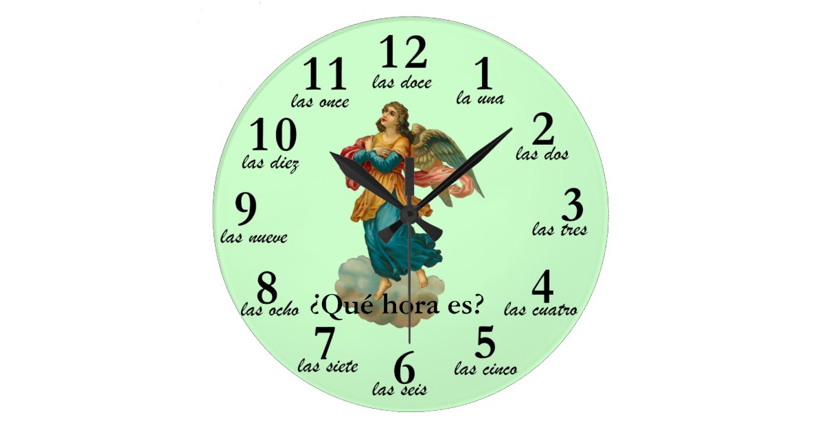 Vintage Angel Spanish Time Numbers Clock Zazzle