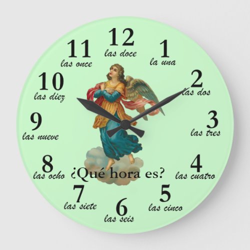 Vintage Angel Spanish Time Numbers Clock