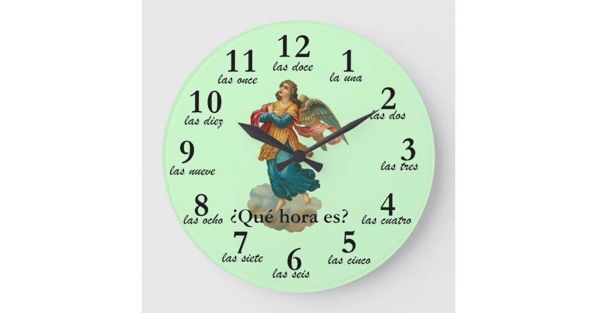 Vintage Angel Spanish Time Numbers Clock Zazzle