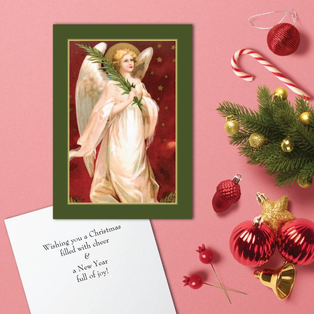 Vintage Angel Spruce Branch Holiday Card (Creator Uploaded)