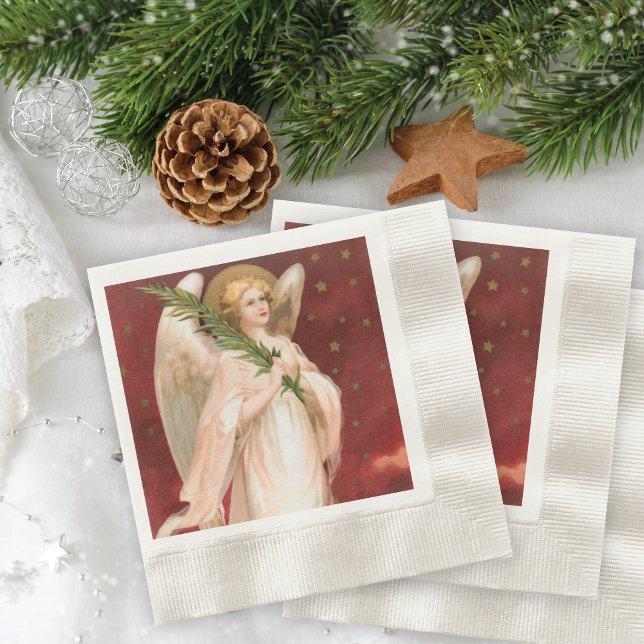 Vintage Angel Spruce Branch Holiday Paper Napkins (Creator Uploaded)