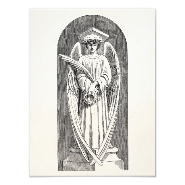 Vintage Angel Statue 1800s Winged Angels Photo Print (Front)