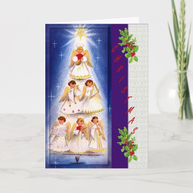 Vintage Angel Tree Choir Christmas Card (Front)