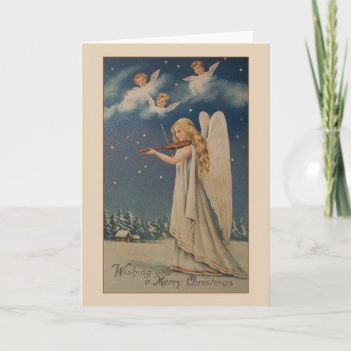 Vintage Angel Violinist Christmas Card