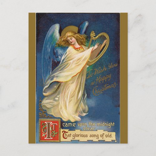 Vintage Angel With a Harp Postcard