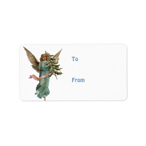 Vintage Angel with Christmas Tree Label