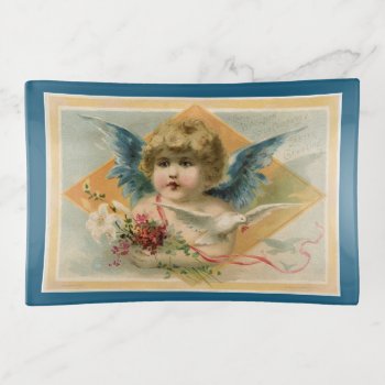 Vintage Angel With Doves Trinket Tray by WingSong at Zazzle