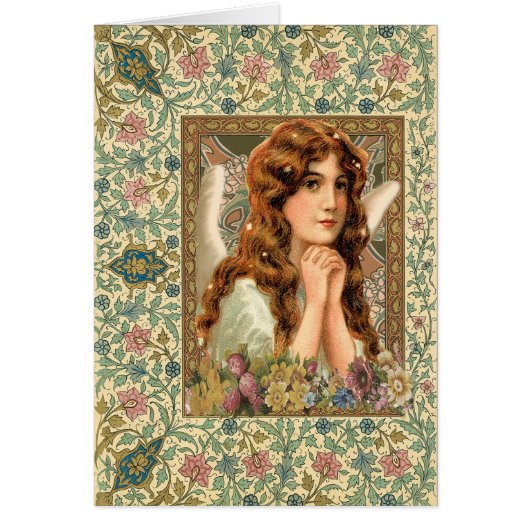 Vintage Angel with Flowers Cards (Front)