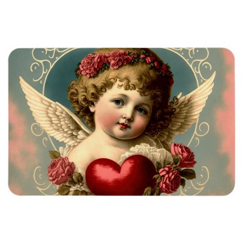 Vintage Angel With Heart Magnet