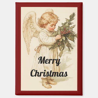 Vintage Angel With Holly Christmas Magnet