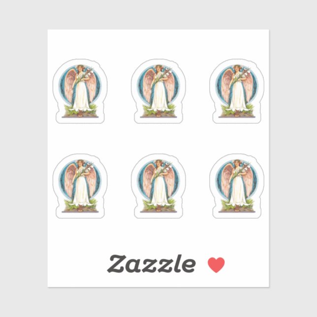 Vintage Angel With Lilies Sticker (Sheet)