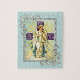 Vintage Angel With Purple Cross Jigsaw Puzzle