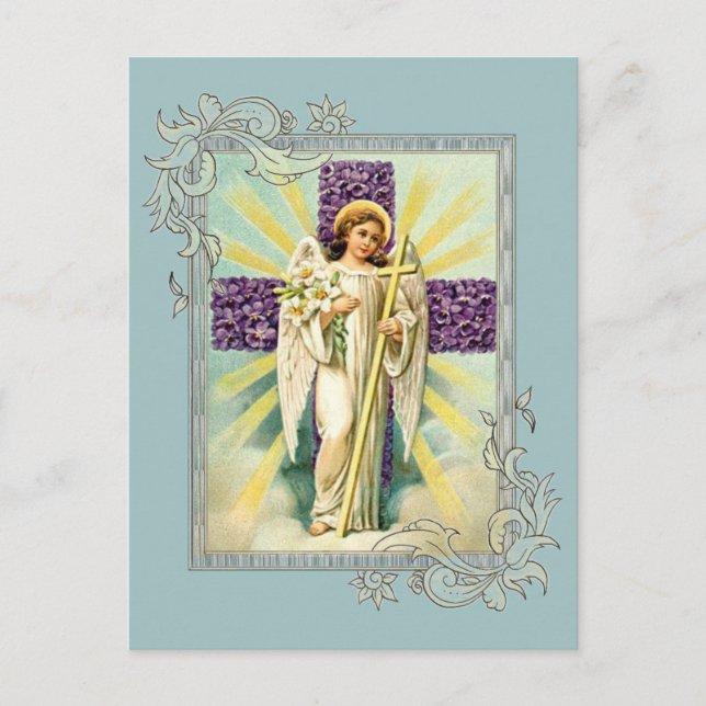 Vintage Angel With Purple Cross Postcard (Front)