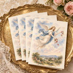 Vintage Angel with Roses Christian Scripture  Card