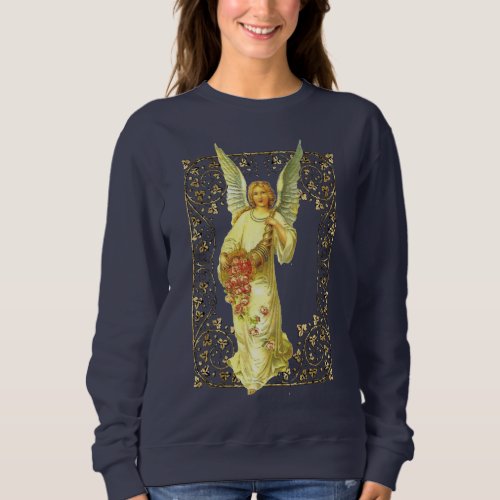 Vintage Angel with Roses in Ornate Frame Sweatshirt