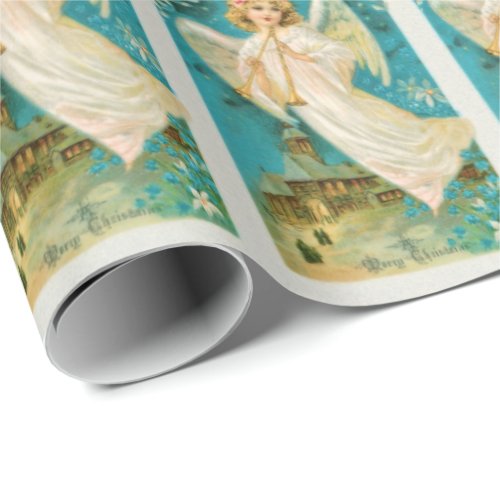 Vintage Angel with Trumpet Christmas Wrapping Paper