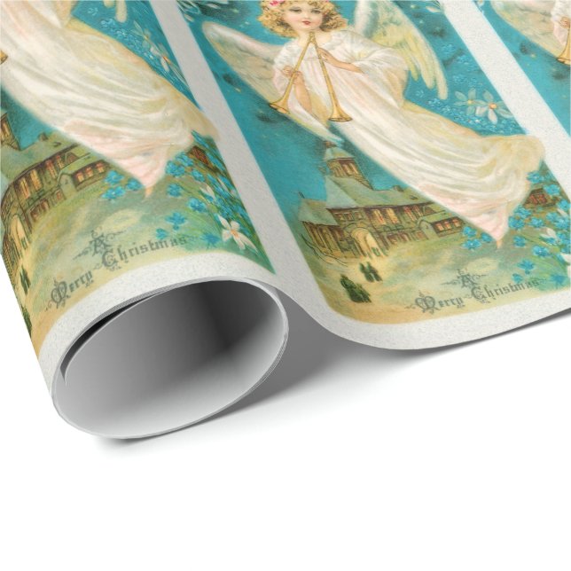 Vintage Angel with Trumpet Christmas Wrapping Paper (Roll Corner)