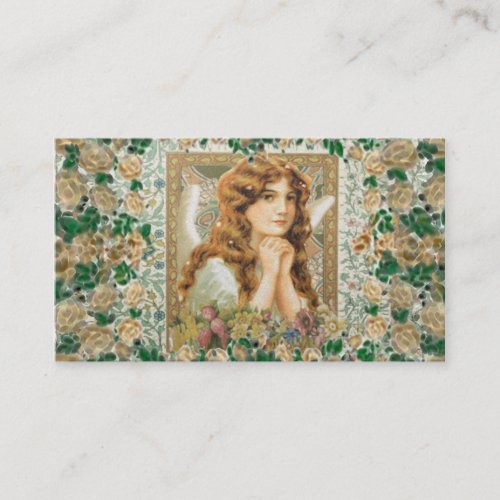 Vintage Angel with Yellow Roses Business Card