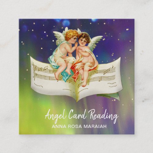  Vintage Angels Cherub Fairy Antique Sheet Music Square Business Card