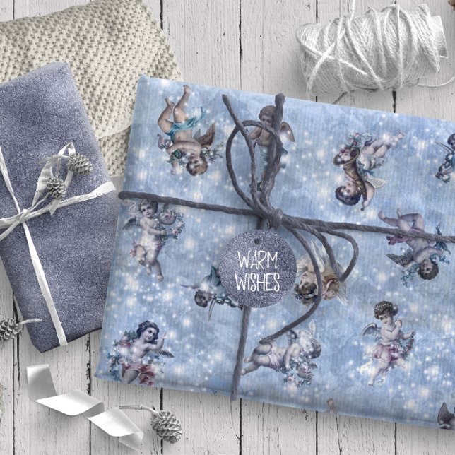 Vintage Angels Glittering Blue ID136 Wrapping Paper (Creator Uploaded)