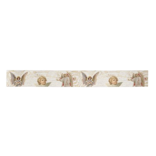 Vintage Angels Gold Christmas Elegant Script Satin Ribbon