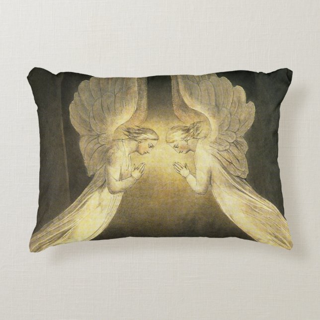 Vintage Angels Hovering Over Jesus Christ Accent Pillow (Front)