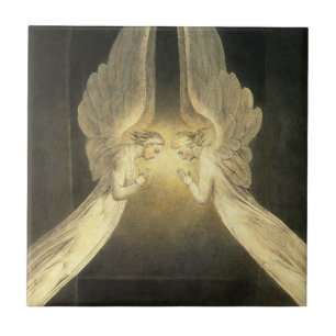 Vintage Angels Hovering Over Jesus Christ Ceramic Tile