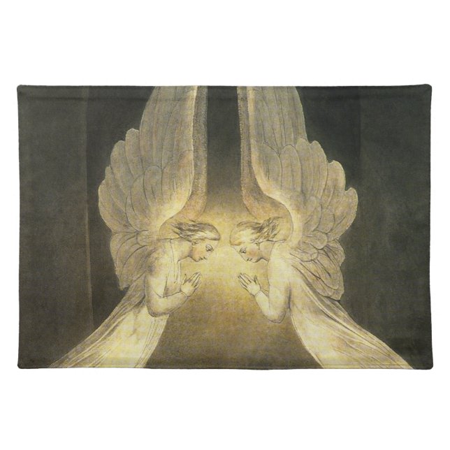 Vintage Angels Hovering Over Jesus Christ Cloth Placemat (Front)